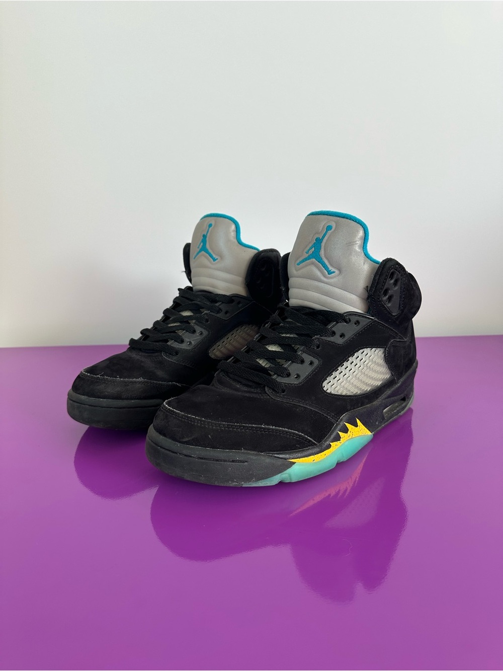 Nike Air Jordan 5 Aquas — size 9 — Black Suede High-Top Sneakers